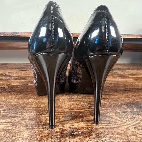 Guess brown black platform snakeskin high heel patent leather stiletto women's 9 - Picture 4 of 14